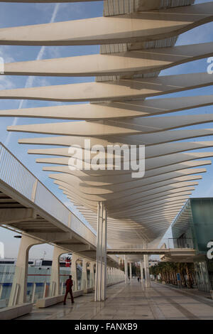 El Muelle Dos waterfront e sviluppo presso il porto, conosciuta come El Palmeral de las Sorpresas, in Malaga, Andalusia, Spagna. Foto Stock