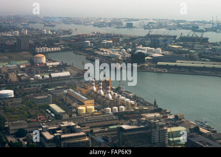 Vista aerea del porto di Kaohsiung, Taiwan Foto Stock