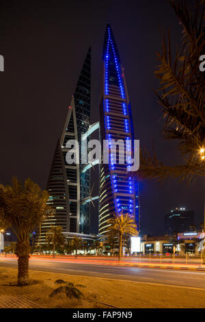 Il Bahrain World Trade Center, Manama, Bahrain. Foto Stock