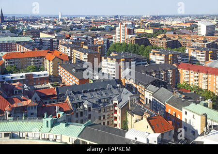 Panoramica vista aerea della città di Malmo, Svezia Foto Stock