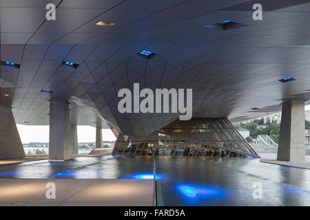 Costruzione di intradosso con caratterizzazioni d'acqua. Il Musée des Confluences, Lione, Francia. Architetto: COOP HIMMELB(L)AU, 2014. Foto Stock