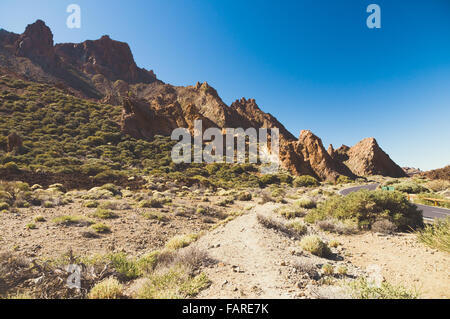 Arido paesaggio del Parco Nazionale del Teide, Tenerife, Isole Canarie, Spagna Foto Stock