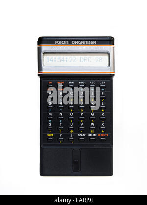 Psion organizer pocket computer Psion fatto nel 1984. Il primo al mondo digitale personale P.D.A. assiatant Realizzato nel Regno Unito Foto Stock
