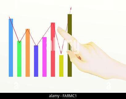 Un lato rivolto verso l'alto un grafico che mostra i risultati di successo Foto Stock