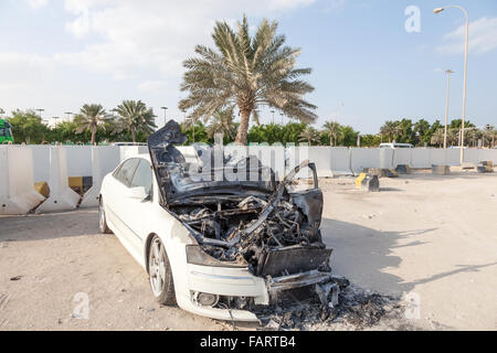 Bruciata carrozzeria di auto Foto Stock