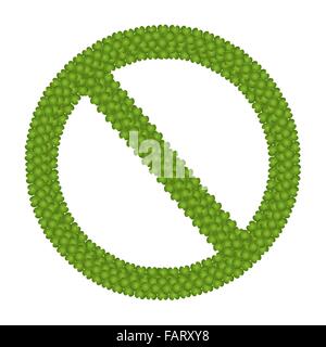 Concetto di ecologia fresco verde quattro Leaf Clover formante la nessun segno o di segno proibito isolati su sfondo bianco Foto Stock
