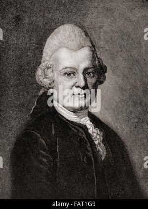 Gotthold Ephraim Lessing, 1729 - 1781. Scrittore tedesco, filosofo, drammaturgo, pubblicista e critico d'arte. Foto Stock