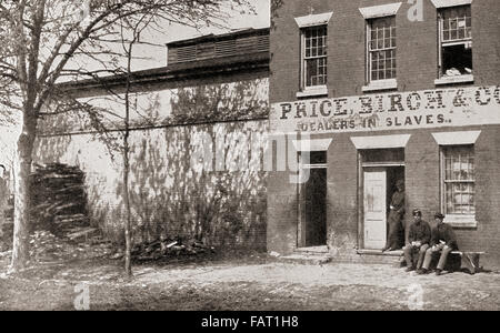 Union Army guardia al prezzo, Birch & Co. I concessionari in schiavi di Alexandria, Virginia, Stati Uniti d'America, circa 1865. Foto Stock