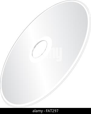 Un argento lucido CD o DVD vuoto Compact Disc su sfondo bianco Foto Stock