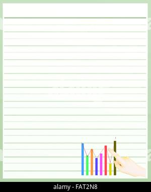 Disegno a mano di un dito puntato verso l'alto su di uno sbozzato marrone carta rivestita con uno sfondo con copia spazio per il testo decorato Foto Stock