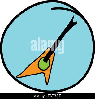Strumenti musicali , un cartoon illustrazione di un elettrico Guitare in Azzurro telaio a cerchio Illustrazione Vettoriale