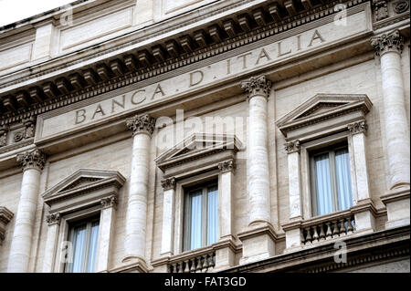 La facciata della Banca d'Italia in Roma Foto Stock