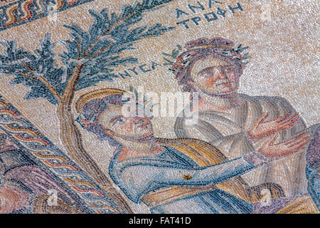 Cipro, Kato Pafos, Pafos sito archeologico. Roman mosaici pavimentali, Patrimonio Mondiale dell UNESCO Foto Stock