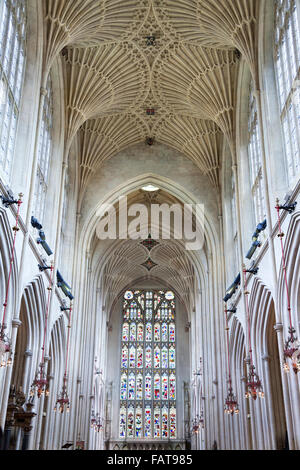 Interno della Abbazia di Bath in Bath, Regno Unito Foto Stock