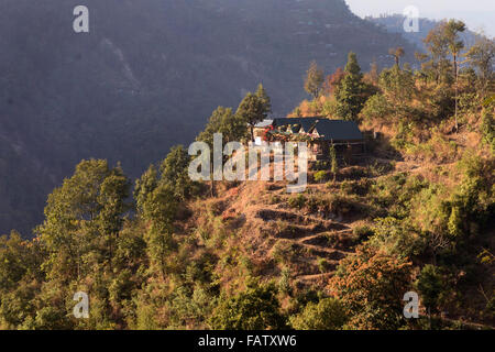 Darjeeling, India. 05 gen 2016. La lava è una piccola cittadina a 34 km ad est da Kalimpong, nel distretto di Darjeeling. La Lava situato nel 7016 piedi (2138 m), è il punto di ingresso di Neora Valley National Park. Il percorso di lava è la Scenic con il cambiamento di vegetazione di latifoglie tropicali per il bagnato alberi alpino di abete, pino e betulla. Un monastero buddista è presente su una delle colline di lava. Siti degni di nota includono Changey cascate e lava Kongtrul Jamgyong Monastero Credito: Saikat Paolo/Pacific Press/Alamy Live News Foto Stock