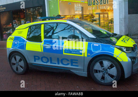 Londra, UK, 04 gennaio 2016, la Metropolitan Police BMW 13 auto elettrica in uso. Foto Stock