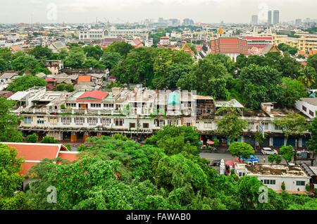 Bangkok (Thailandia) skyline panorama dal Golden Mount Foto Stock