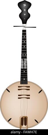 Una illustrazione del Vietnam tradizionale strumento musicale, Banjo o Dan Nguyet isolati su sfondo bianco Illustrazione Vettoriale