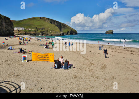 Portreath Beach; Cornovaglia; Regno Unito Foto Stock