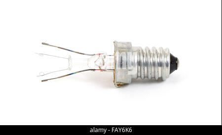 Lampadina rotta isolato su uno sfondo bianco Foto Stock