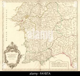 "PARTIE MERIDIONALE DU ROYAUME DE PORTUGAL'. Lisbona. DE VAUGONDY, c1751 mappa Foto Stock