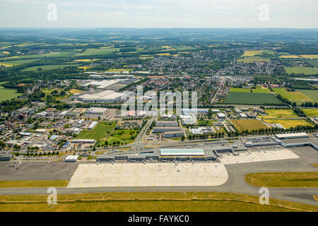 Vista aerea, Dortmund Airport, pista, pista di atterraggio per aerei, aeroporto regionale, airfield, Dortmund, la zona della Ruhr, Renania settentrionale-Vestfalia,Germania Foto Stock