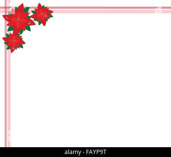 Splendido Natale fiori rosso o piante poinsettia decorato sul angolo di Natale con copia spazio per il testo decorate. Illustrazione Vettoriale