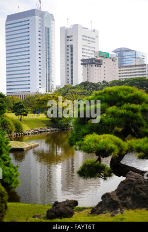 Giardini Hama-Rikyu, Shimbashi, Tokyo, Giappone Foto Stock