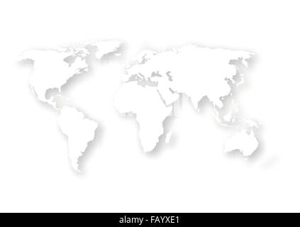 Illustrazione vettoriale di una mappa su carta del mondo Illustrazione Vettoriale