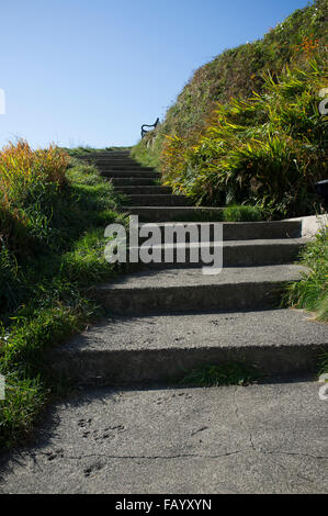 Passi che conducono all'inizio della Southern Upland Way a Portpatrick, Dumfries And Galloway, Scozia. Foto Stock