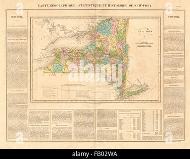 Lo stato di New York mappa di antiquariato. Escl. Angolo di Boston. Canale Erie profilo. BUCHON 1825 Foto Stock