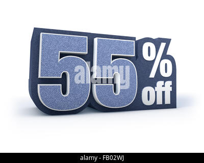 Sconto Prezzo accedi bluastro aspetto denim, isolato su sfondo bianco, rendering 3D Foto Stock