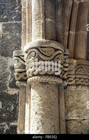 Storico architettonico dettaglio, città vecchia di Rodi, Dodecanneso isole, Grecia Foto Stock