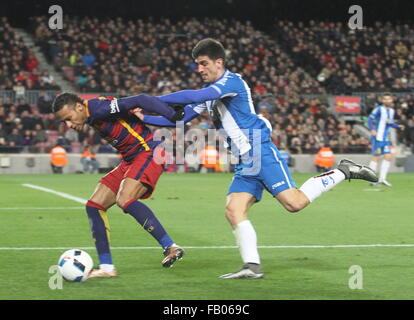Camp Nou, Barcellona, Spagna. 06 gen 2016. Coppa di Spagna football round di 8. Neymar in azione durante la partita tra FC Barcelona contro RCD Espanyol Camp Nou Credito: Azione Sport Plus/Alamy Live News Foto Stock
