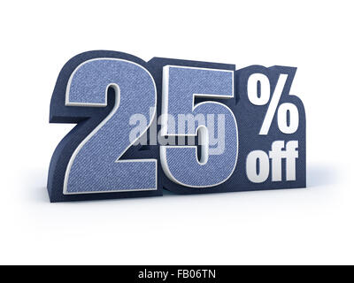 Sconto Prezzo accedi bluastro aspetto denim, isolato su sfondo bianco, rendering 3D Foto Stock