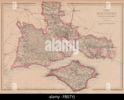 HAMPSHIRE a sud dell' Isola di Wight nuova foresta Southampton Portsmouth WELLER, 1862 Mappa Foto Stock