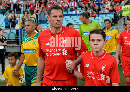 ANZ Stadium, Sydney, Australia. 07Th gen, 2016. Exhibition Match. Liverpool versus Leggende Leggende Australiano. La leggenda di Liverpool Jamie Carragher. Credito: Azione Sport Plus/Alamy Live News Foto Stock