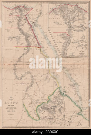 "L'Egitto, la Nubia, Abissinia e il Mare Rosso". Valle del Nilo & delta. WELLER, 1862 Mappa Foto Stock