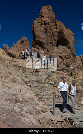 Los Roques de Garcia, Monte Parco Nazionale del Teide, Tenerife, Isole Canarie, Spagna Foto Stock