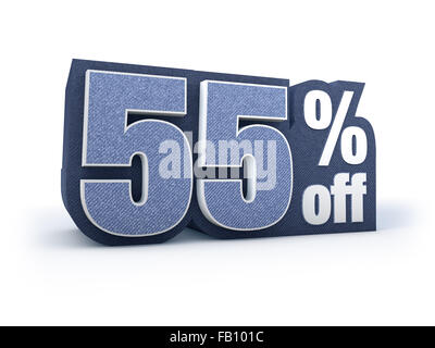 Sconto Prezzo accedi bluastro aspetto denim, isolato su sfondo bianco, rendering 3D Foto Stock