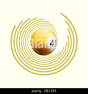 Giallo 3D Bingo palla sul cerchio sfondo Pattern Foto Stock