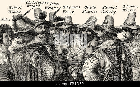 Otto dei tredici cospiratori, Guy Fawkes, polvere da sparo Plot, 1605, Londra, Inghilterra, Europa Foto Stock