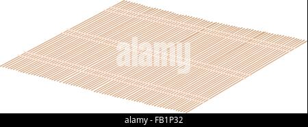 Tradizionale Giapponese, illustrazione di Makisu o una stuoia tessuta da bambù per rendere sushi arrotolato. Illustrazione Vettoriale