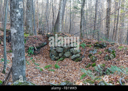 Una cantina abbandonata foro lungo una vecchia strada di Benton, New Hampshire. Foto Stock