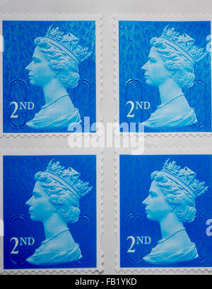 La British Royal Mail seconda classe di timbri Foto Stock