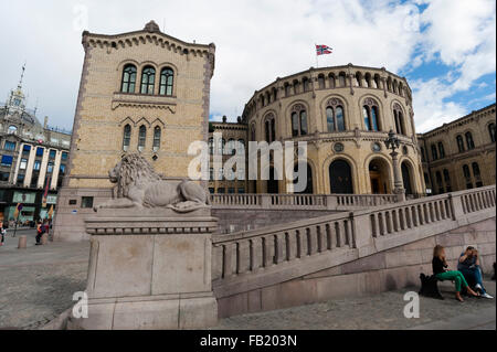 Il palazzo del parlamento, Oslo, Norvegia Foto Stock