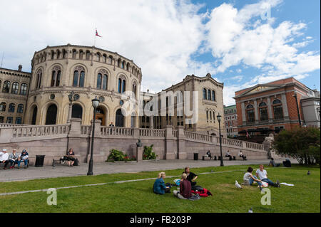 Il palazzo del parlamento, Oslo, Norvegia Foto Stock