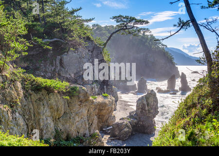 Isola Omijima, Yamaguchi, Giappone costa rocciosa sul Mare del Giappone. Foto Stock