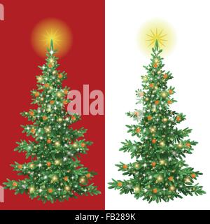 Albero di natale con decorazioni Illustrazione Vettoriale