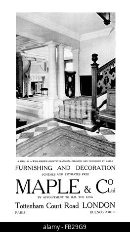 Maple & Co, 1912 Arredamento e decorazione pubblicità da Studio Magazine Foto Stock